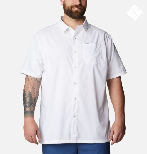 Camasa Columbia PFG Slack Tide Camp Barbati Albi | Plus Size DJQ7AS8Z9